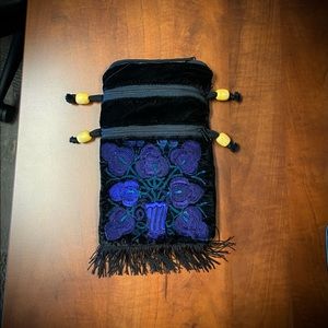 NWOT - Boho Black Velvet with Embroidery Purse